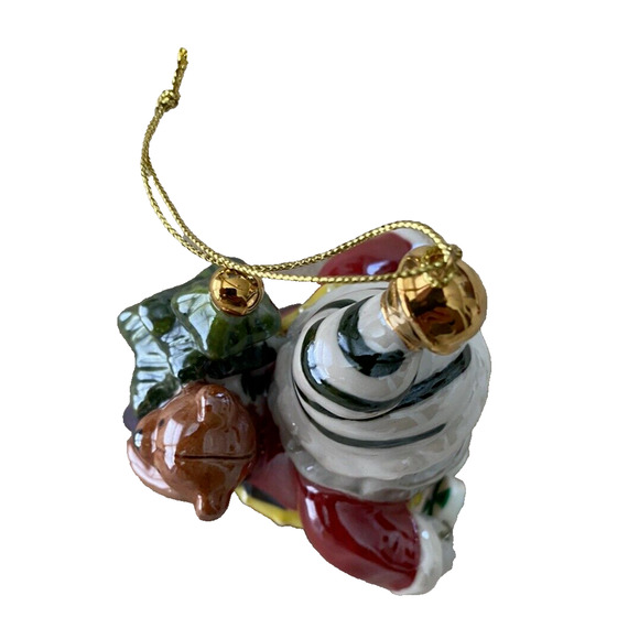 Vtg Santa Christmas Ornament Santa with Bag of Toys Glossy Ceramic Ornament - Picture 5 of 7